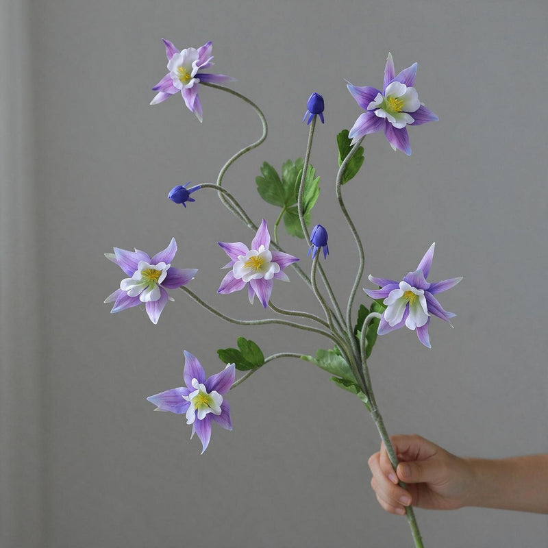 35" Artificial Clematis Bush, 9-Bloom Faux Silk Floral Arrangement for Weddings, Home Decor, and Events