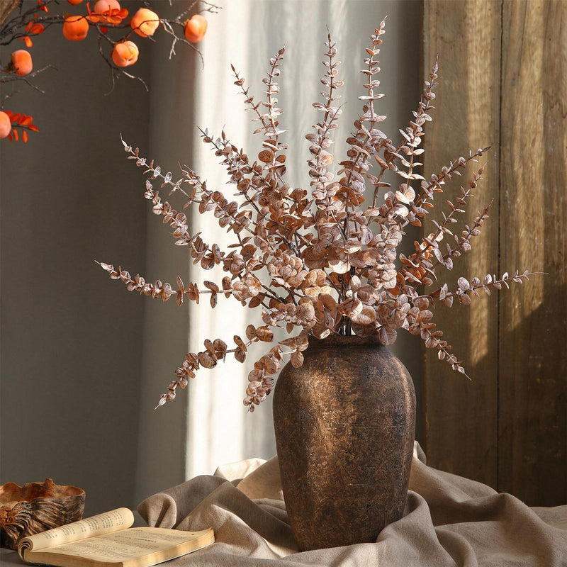 Artificial Fall Tones Money Plant Stem, 30" Single Stem Faux Foliage for Home Decor, Wedding & Events