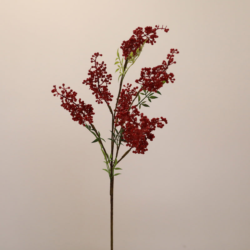 Artificial Nandina Berry Stem with Leaves, Single Stem with 7 Clusters, 31" Long, Rustic Red/Orange/Green for Home Decor & Floral Arrangements
