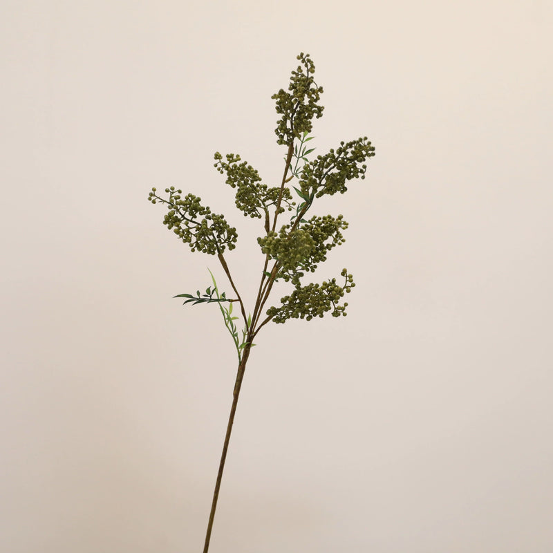 Artificial Nandina Berry Stem with Leaves, Single Stem with 7 Clusters, 31" Long, Rustic Red/Orange/Green for Home Decor & Floral Arrangements