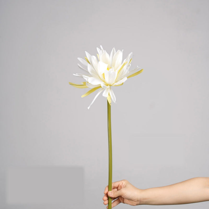 Single Stem Artificial Epiphyllum Flower, 23cm Bloom, 24" Height, Silk-Like Fabric, Perfect for Weddings, Home Decor, and Events