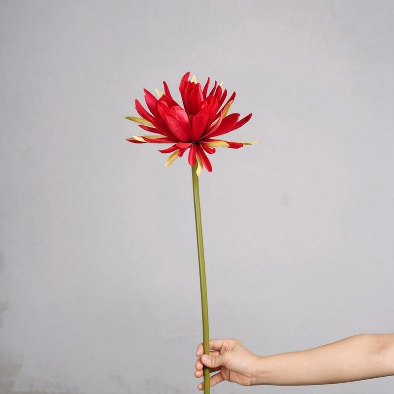 Single Stem Artificial Epiphyllum Flower, 23cm Bloom, 24" Height, Silk-Like Fabric, Perfect for Weddings, Home Decor, and Events
