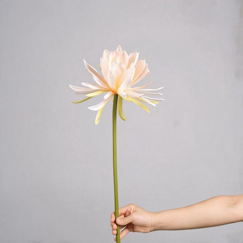 Single Stem Artificial Epiphyllum Flower, 23cm Bloom, 24" Height, Silk-Like Fabric, Perfect for Weddings, Home Decor, and Events