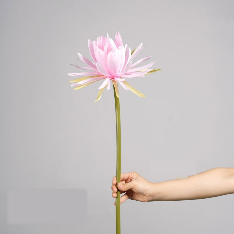 Single Stem Artificial Epiphyllum Flower, 23cm Bloom, 24" Height, Silk-Like Fabric, Perfect for Weddings, Home Decor, and Events