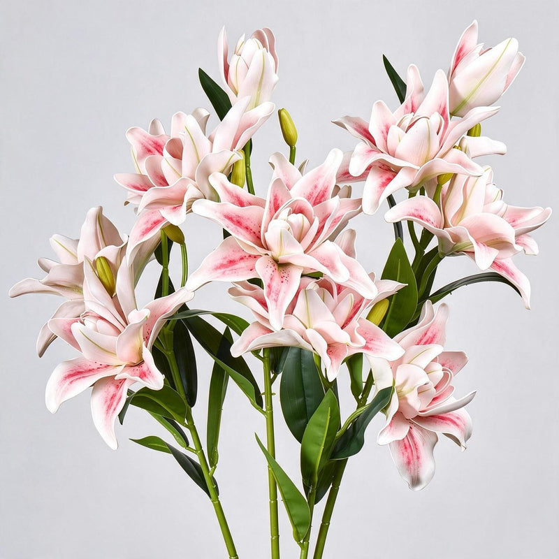 31" Double Lily Artificial Flower Bush, 3 Blooms, Retro Modern Style, Perfect for Weddings, Home Decor, and Events