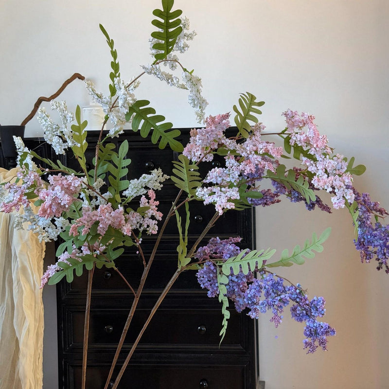 Single Stem Sophora Japonica Artificial Branch, 51" Long, Plastic, White, Pink, or Purple, for Wedding, Home Decor, and Commercial Spaces