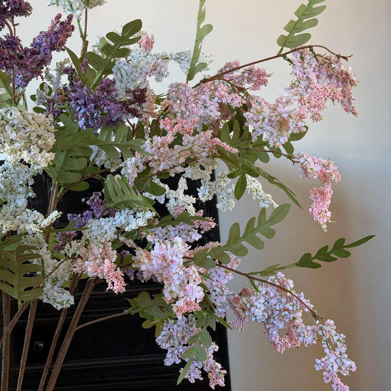 Single Stem Sophora Japonica Artificial Branch, 51" Long, Plastic, White, Pink, or Purple, for Wedding, Home Decor, and Commercial Spaces