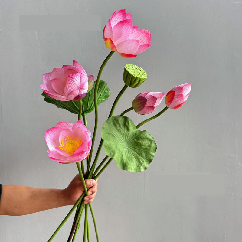 Artificial Lotus Single Stem, 31" Tall, Silk-Like Fabric, for Home Decor & Events