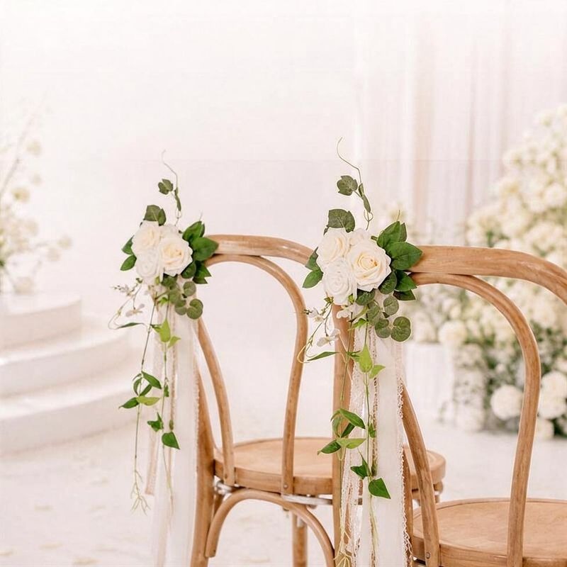 Artificial Eucalyptus and Rose Trailing Vine, 12", Perfect for Wedding Decor, Chair Backs, and Indoor Outdoor Use