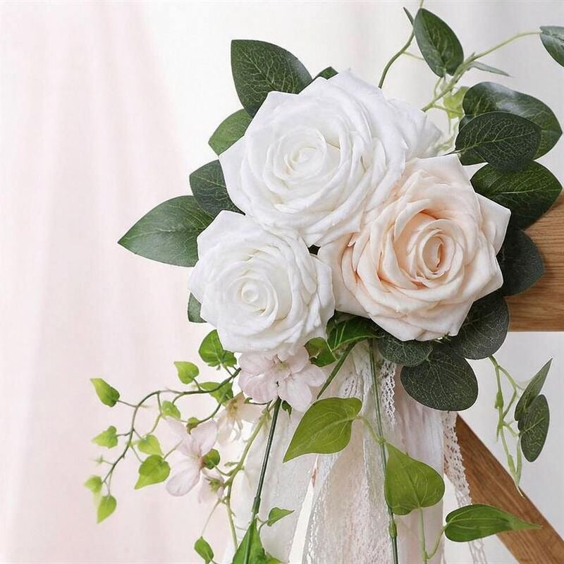Artificial Eucalyptus and Rose Trailing Vine, 12", Perfect for Wedding Decor, Chair Backs, and Indoor Outdoor Use
