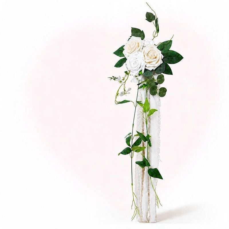 Artificial Eucalyptus and Rose Trailing Vine, 12", Perfect for Wedding Decor, Chair Backs, and Indoor Outdoor Use