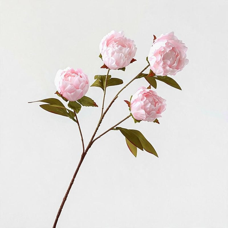 Peony Bush with 4 Blooms, 29" Tall, Silk-Like Fabric, for Weddings, Home Decor, and Events