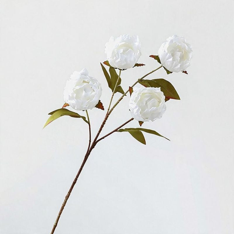 Peony Bush with 4 Blooms, 29" Tall, Silk-Like Fabric, for Weddings, Home Decor, and Events