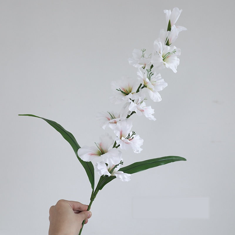 Single Stem Faux Silk Gladiolus, 34" Tall with 12 Blooms, Modern Floral Decor for Weddings, Home & Events