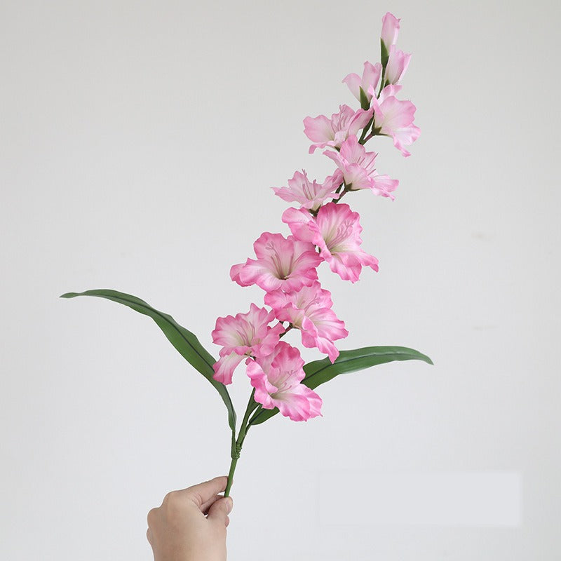 Single Stem Faux Silk Gladiolus, 34" Tall with 12 Blooms, Modern Floral Decor for Weddings, Home & Events
