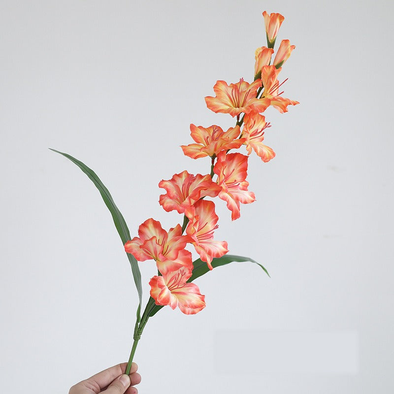 Single Stem Faux Silk Gladiolus, 34" Tall with 12 Blooms, Modern Floral Decor for Weddings, Home & Events