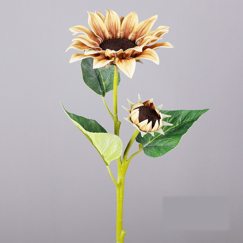 Artificial Sunflower Stem, 2 Blooms with Bendable Stem, 26" Long for Home Decor, Weddings & Events