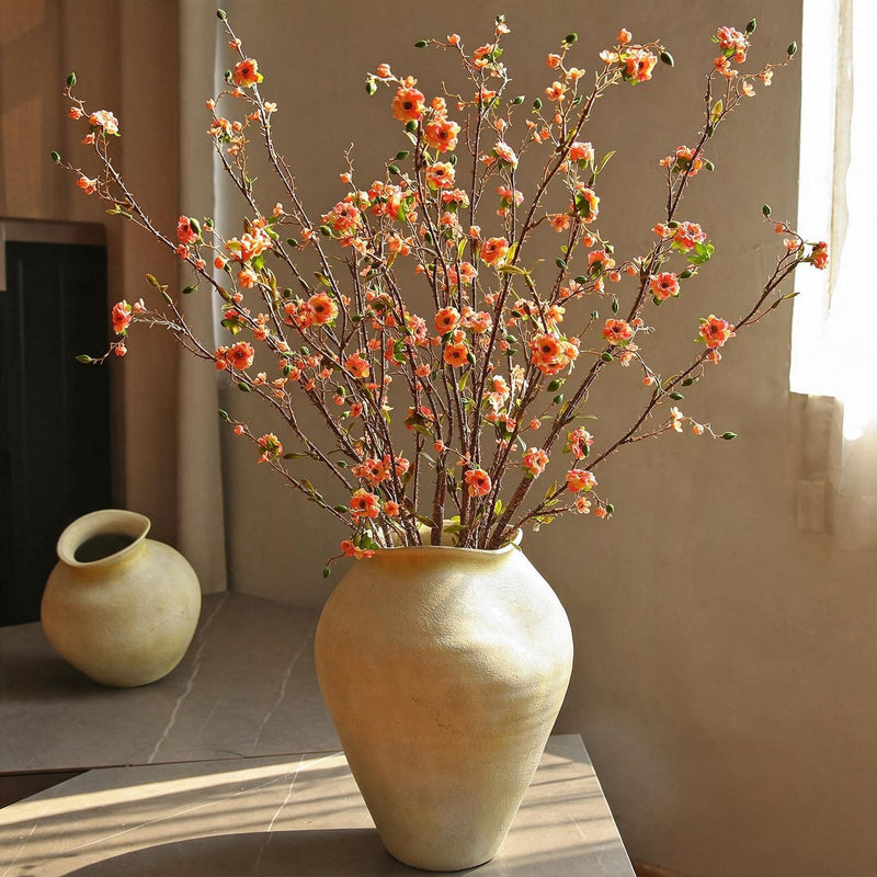 Artificial Crown of Thorns Flower, Single Stem with 8 Blooms, 36" Tall, Silk-Like Fabric, for Home Decor, Wedding, and Events