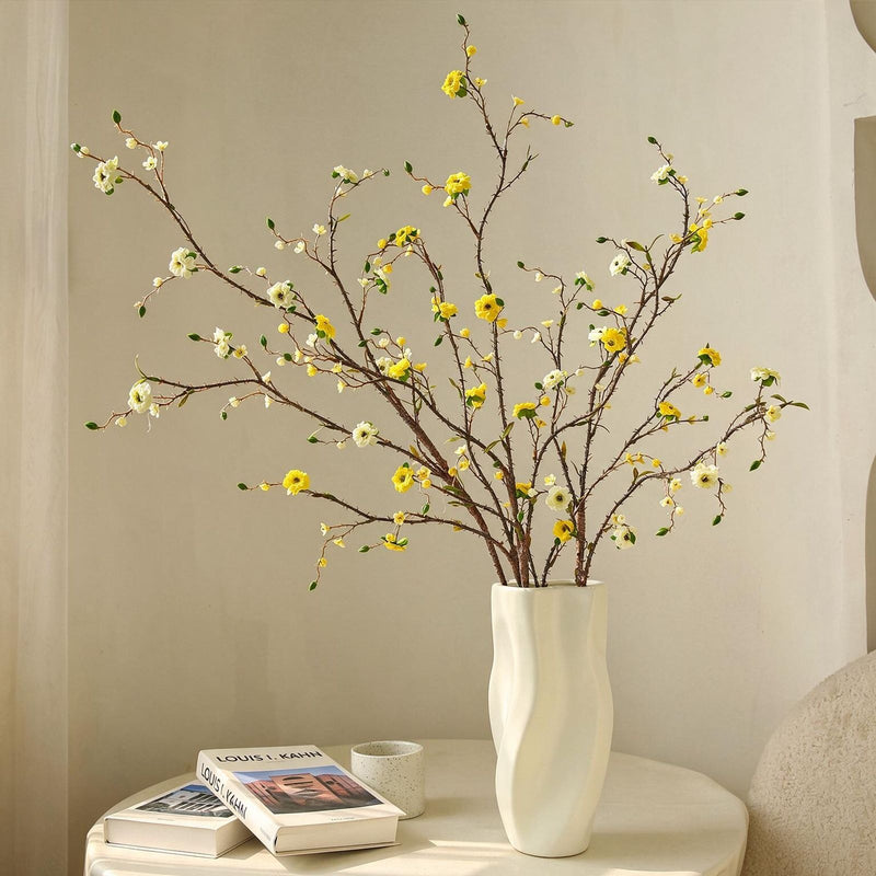 Artificial Crown of Thorns Flower, Single Stem with 8 Blooms, 36" Tall, Silk-Like Fabric, for Home Decor, Wedding, and Events