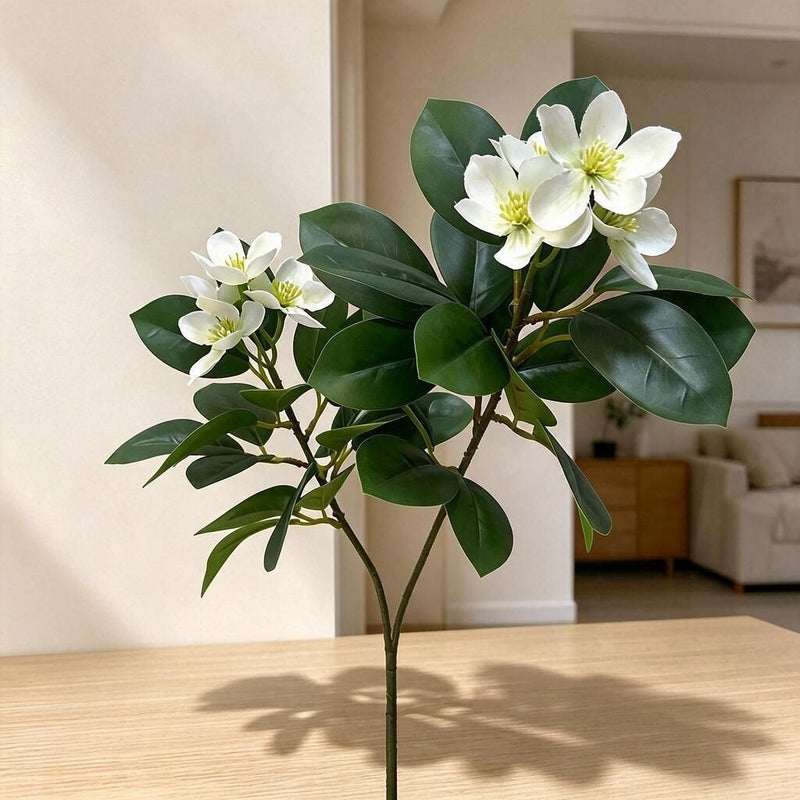 Camellia, Plum Blossom, Azalea, and Peach Artificial Flower Bush, 24" Tall, Perfect for Office Decor, Weddings, and Events