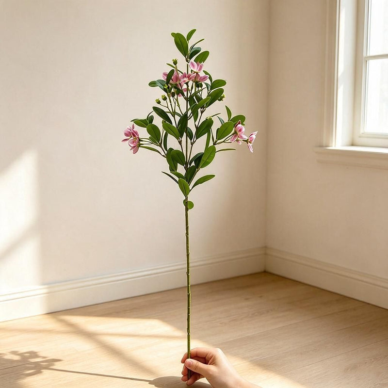 Camellia, Plum Blossom, Azalea, and Peach Artificial Flower Bush, 24" Tall, Perfect for Office Decor, Weddings, and Events