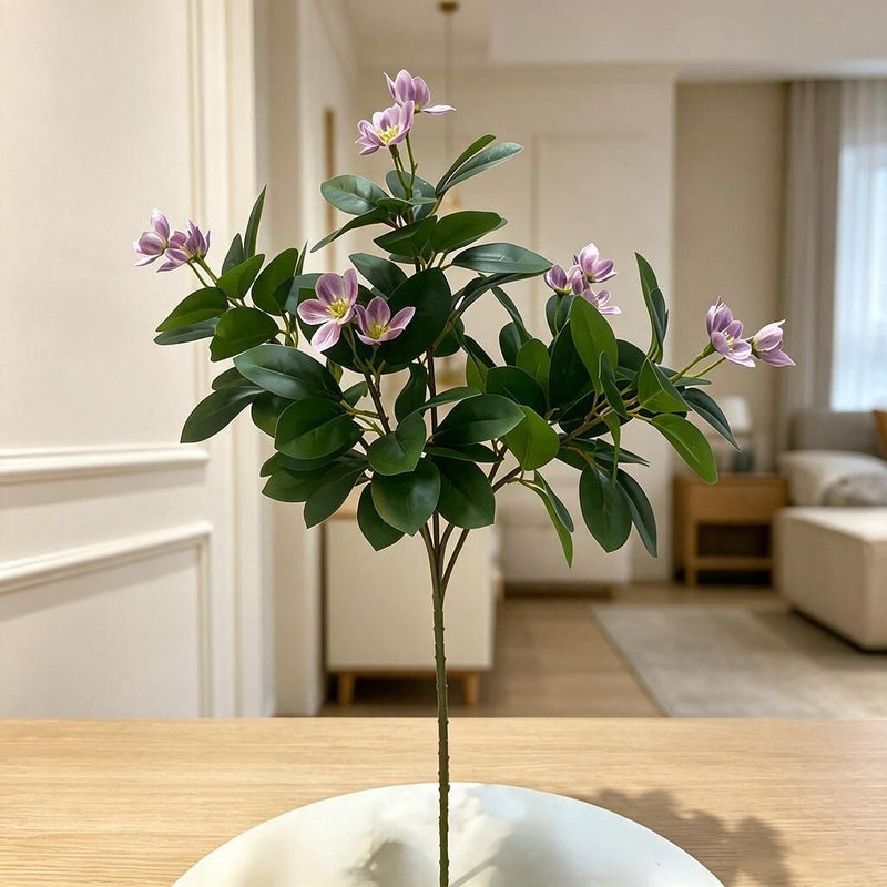 Camellia, Plum Blossom, Azalea, and Peach Artificial Flower Bush, 24" Tall, Perfect for Office Decor, Weddings, and Events