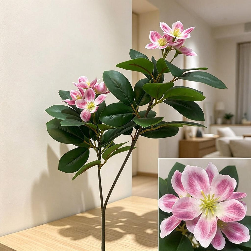 Camellia, Plum Blossom, Azalea, and Peach Artificial Flower Bush, 24" Tall, Perfect for Office Decor, Weddings, and Events