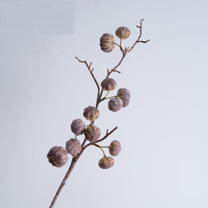 Artificial Pumpkin Stem, Single Branch with 12 Mini Pumpkins, 22" Fall Decor for Home & Events