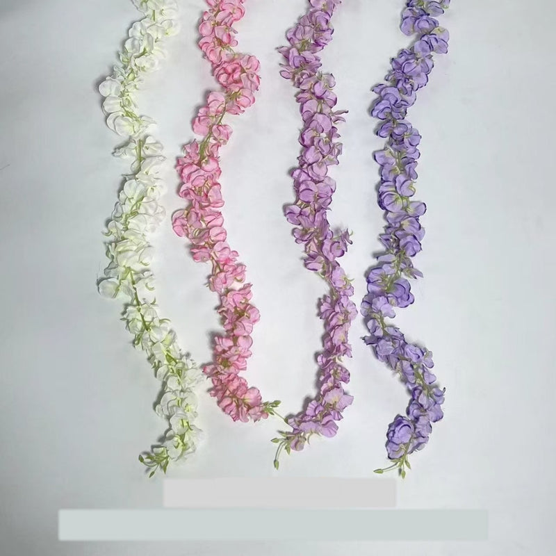 Artificial Wisteria Garland Vine, 59" Long with 168 Blooms, Silk-Like Fabric, for Weddings, Home & Event Decor