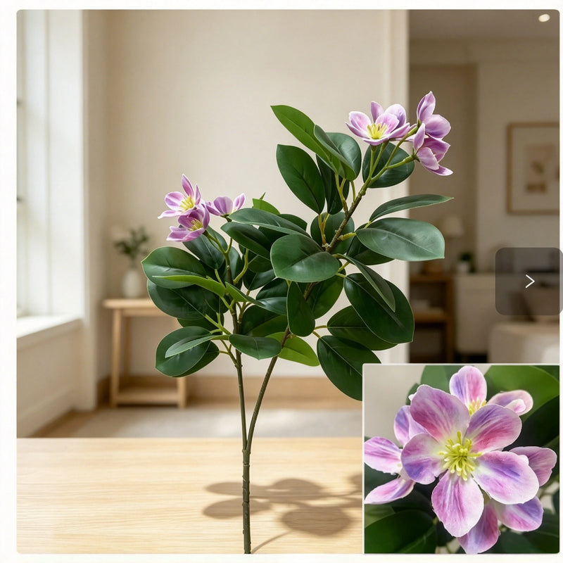 Camellia, Plum Blossom, Azalea, and Peach Artificial Flower Bush, 24" Tall, Perfect for Office Decor, Weddings, and Events