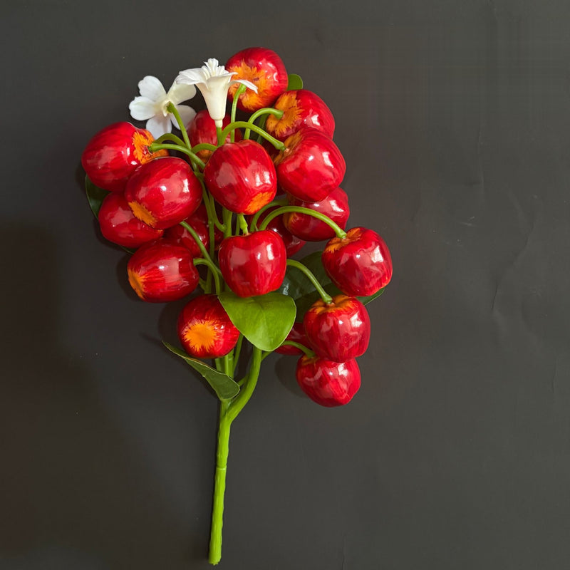 Strawberry Artificial Flower Bush, 19 Blooms, 11" Tall, PVC Material, Perfect for Home Decor, Weddings, and DIY Projects