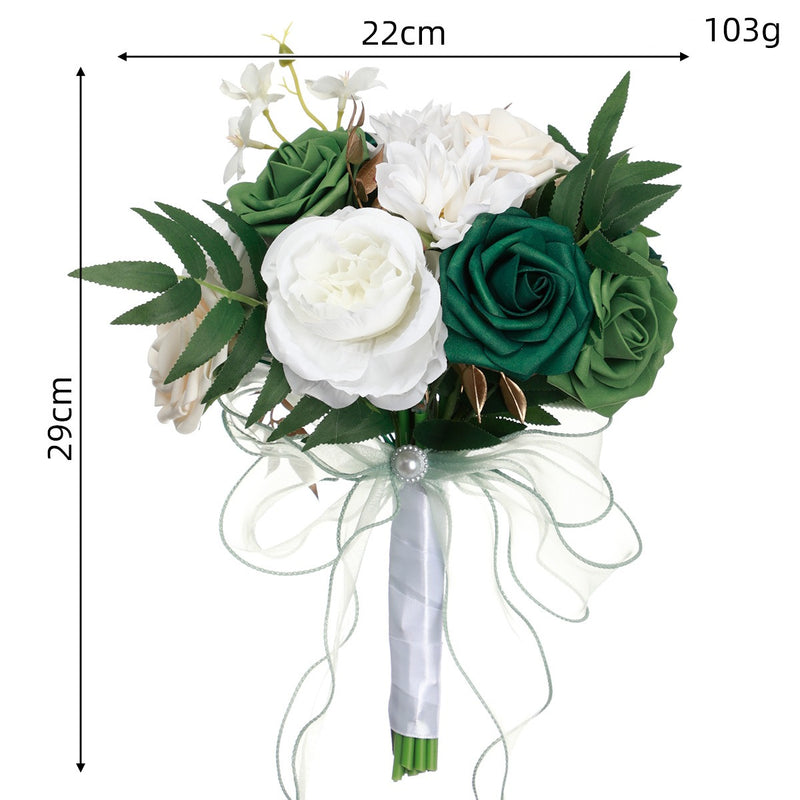 Artificial Rose Bouquet with 7 Blooms, 11.4 Inches, Plastic, Perfect for Weddings, Indoor & Outdoor Use