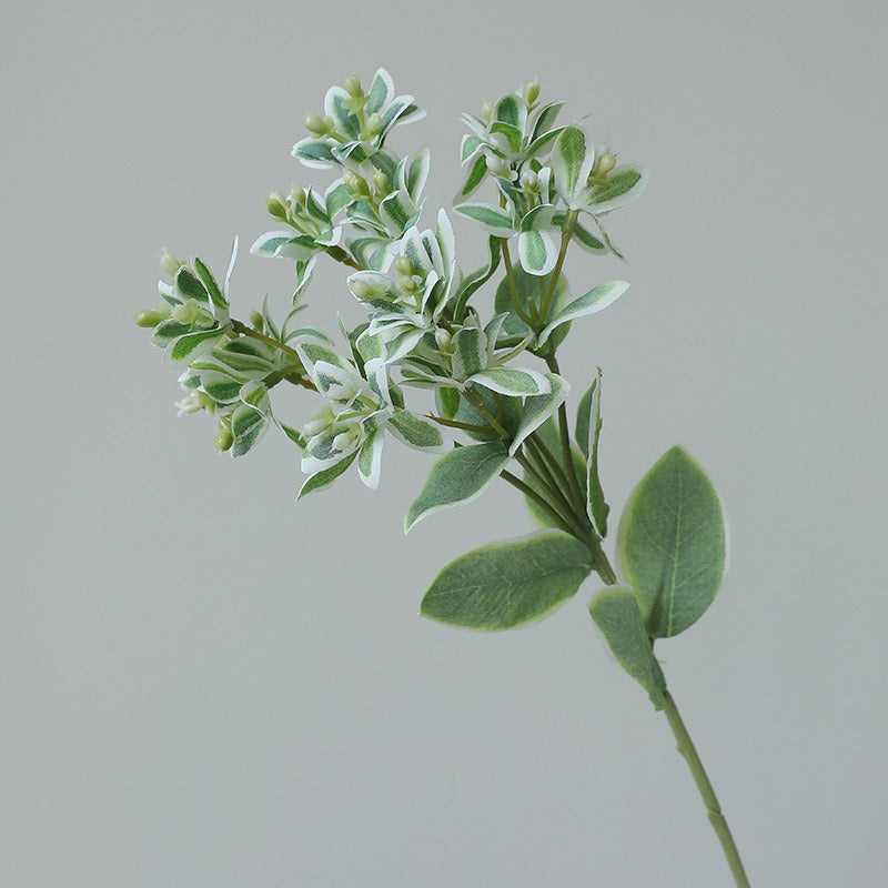 Single Stem Artificial Mint Leaf with White Edges, 18.5 Inches, for Weddings & Outdoor Decor