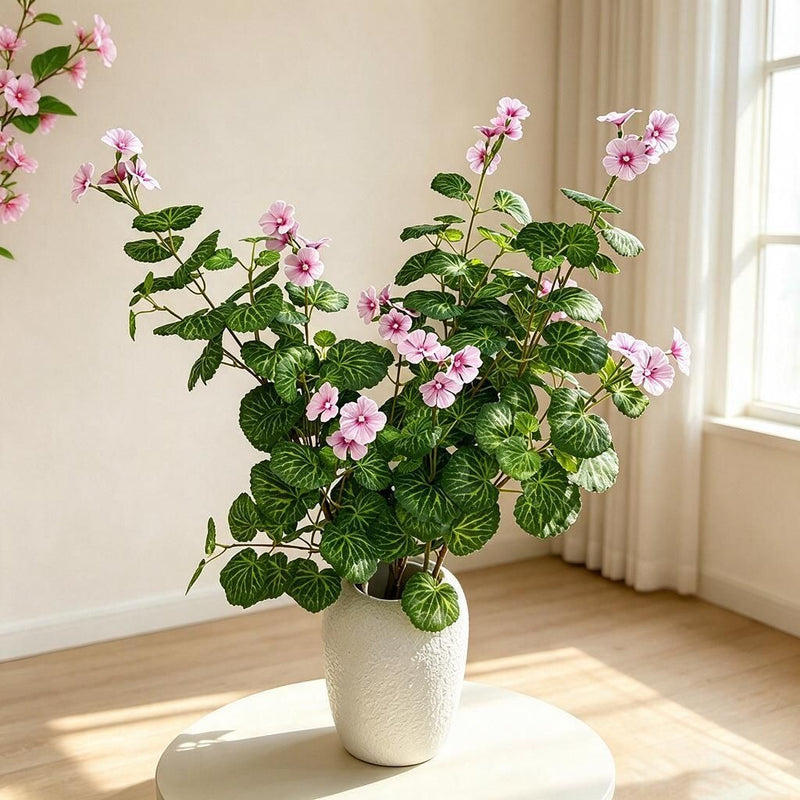Artificial Begonia Bush with 36 Blooms, 39" Tall, Realistic Faux Silk Flowers for Home, Wedding, and Event Decor