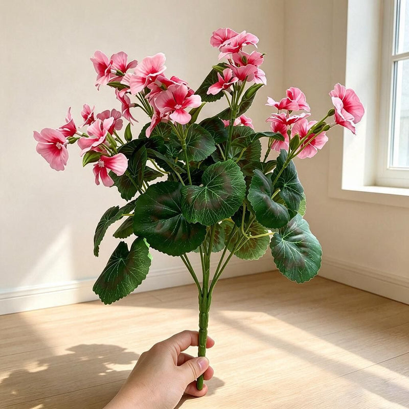 Artificial Begonia Bush with 36 Blooms, 39" Tall, Realistic Faux Silk Flowers for Home, Wedding, and Event Decor