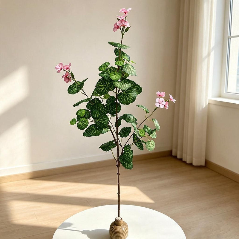 Artificial Begonia Bush with 36 Blooms, 39" Tall, Realistic Faux Silk Flowers for Home, Wedding, and Event Decor