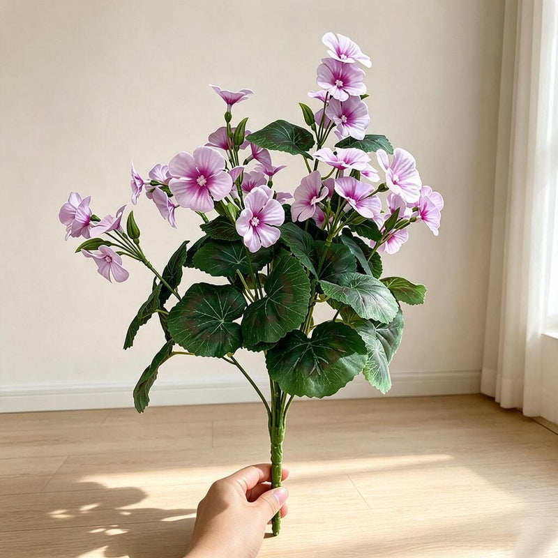 Artificial Begonia Bush with 36 Blooms, 39" Tall, Realistic Faux Silk Flowers for Home, Wedding, and Event Decor