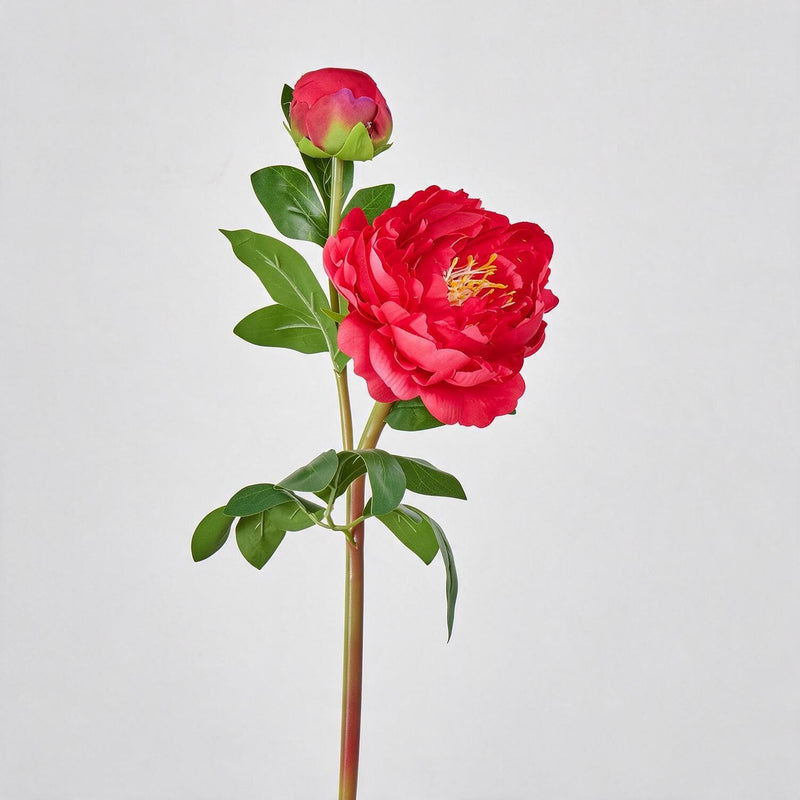 Peony Artificial Flowers, 2-Bloom Bush with Silk-Like Fabric, 26" Height for Home Decor, Wedding, Events & Commercial Displays