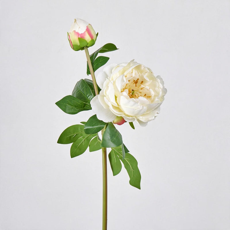 Peony Artificial Flowers, 2-Bloom Bush with Silk-Like Fabric, 26" Height for Home Decor, Wedding, Events & Commercial Displays