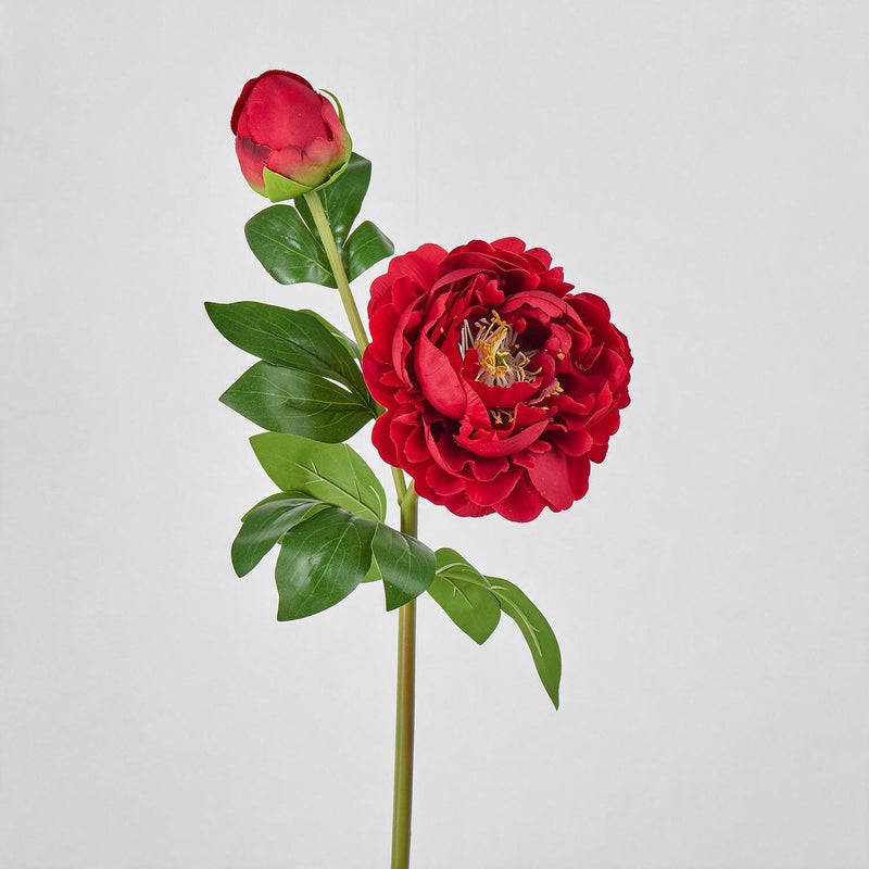 Peony Artificial Flowers, 2-Bloom Bush with Silk-Like Fabric, 26" Height for Home Decor, Wedding, Events & Commercial Displays
