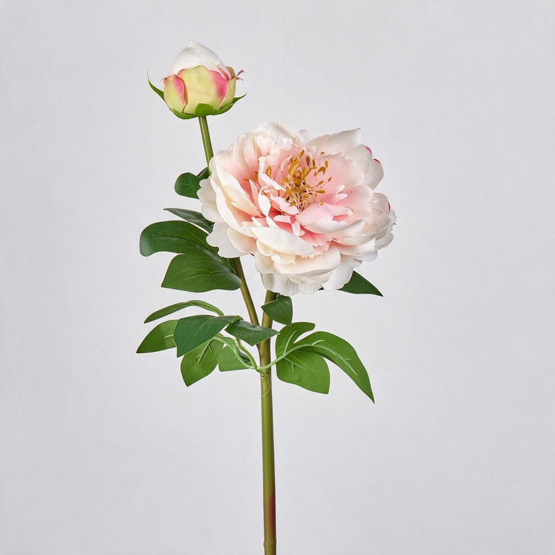 Peony Artificial Flowers, 2-Bloom Bush with Silk-Like Fabric, 26" Height for Home Decor, Wedding, Events & Commercial Displays