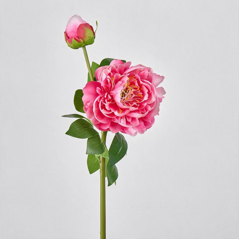 Peony Artificial Flowers, 2-Bloom Bush with Silk-Like Fabric, 26" Height for Home Decor, Wedding, Events & Commercial Displays
