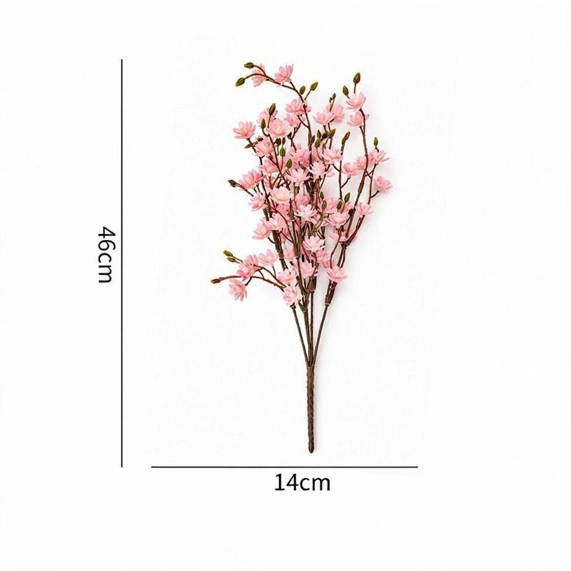 Artificial Cherry Blossom Bush, 46cm, PE Plastic, Perfect for Weddings, Home Decor, and Commercial Spaces