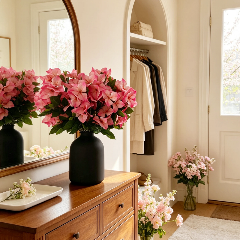 19.7" Faux Gradient Pink Bougainvillea Bush Bouquet | Spring 2027 New Collection, Realistic Artificial Flower for Spring Home & Wedding Decor
