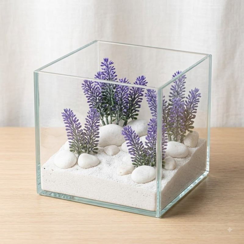Artificial Frosted Lavender Stems, Set of 50, 4" Height, Plastic Material, for Home Decor, Weddings, and Events