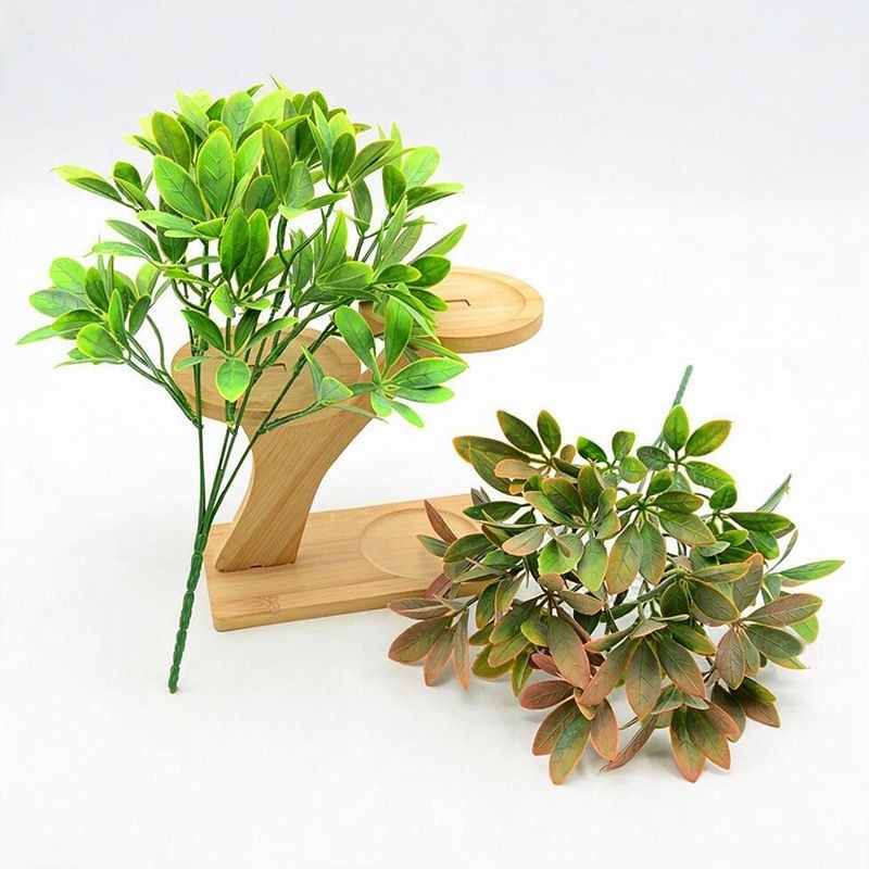 Artificial Lucky Leaf Bush, 12" Tall, PE/PVC Plastic, Realistic Green Plant for Home, Wedding, and Event Decor