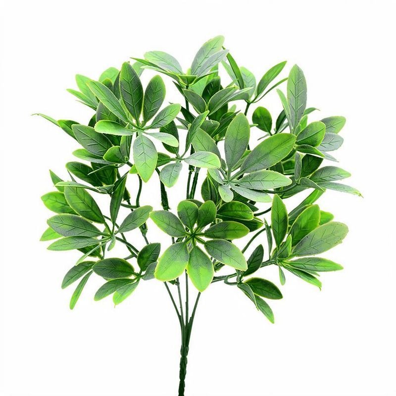 Artificial Lucky Leaf Bush, 12" Tall, PE/PVC Plastic, Realistic Green Plant for Home, Wedding, and Event Decor