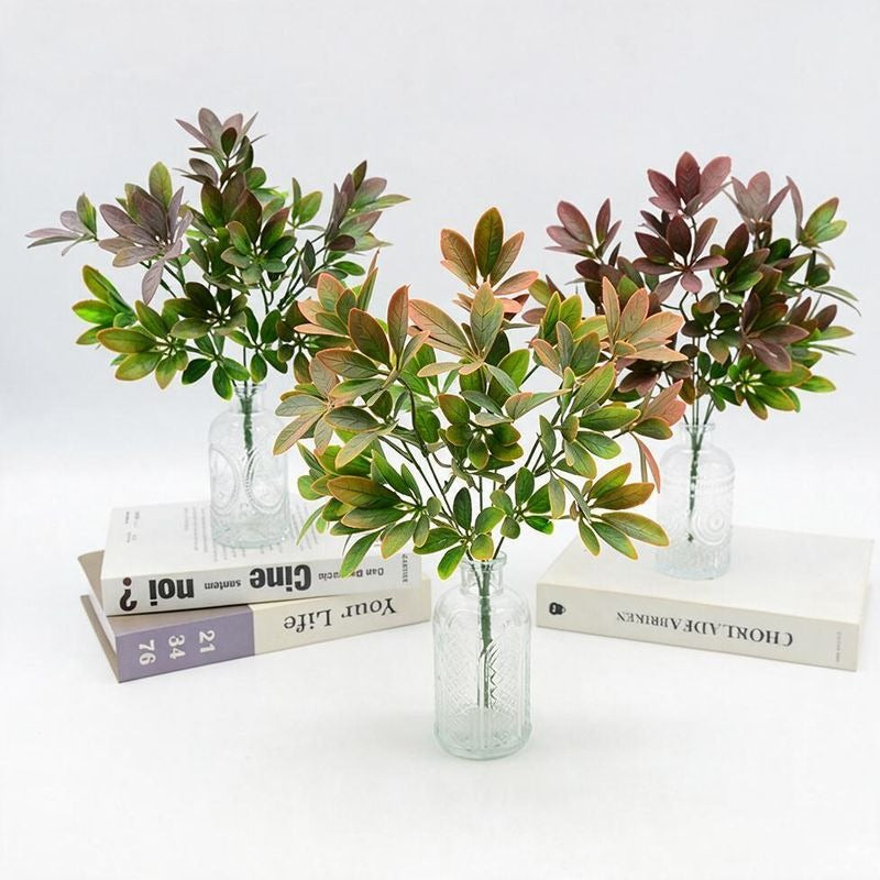 Artificial Lucky Leaf Bush, 12" Tall, PE/PVC Plastic, Realistic Green Plant for Home, Wedding, and Event Decor