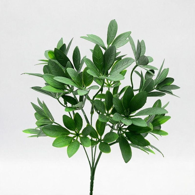 Artificial Lucky Leaf Bush, 12" Tall, PE/PVC Plastic, Realistic Green Plant for Home, Wedding, and Event Decor