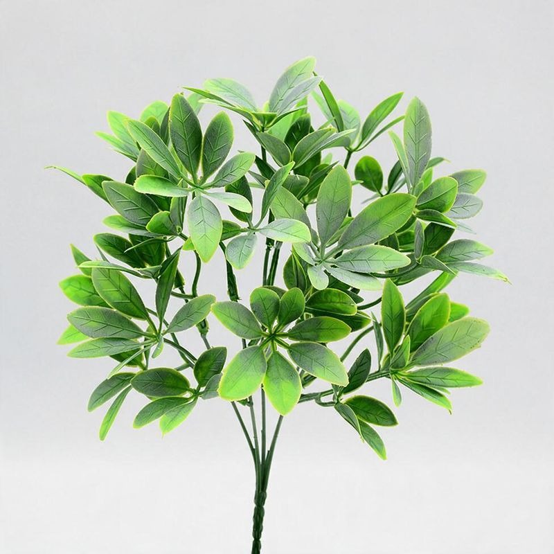 Artificial Lucky Leaf Bush, 12" Tall, PE/PVC Plastic, Realistic Green Plant for Home, Wedding, and Event Decor